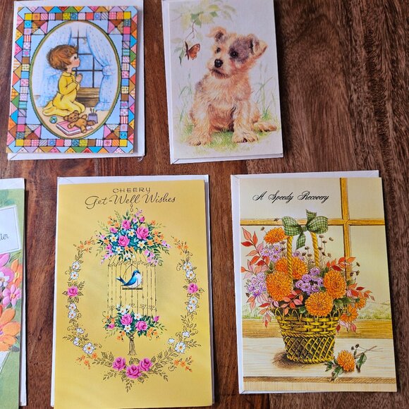 Vintage 70s Mod Unused Clean Greeting Card Lot of 10 Get Well Soon Sickness - Picture 3 of 6